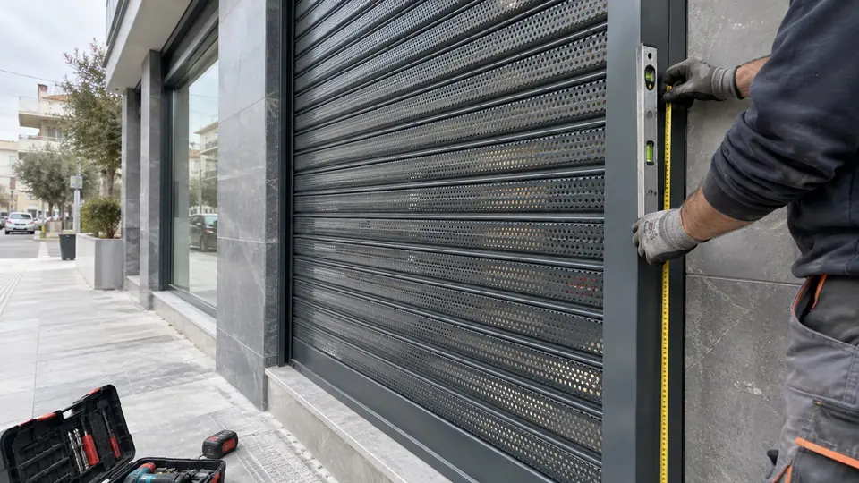 Τεχνικός μετράει το άνοιγμα για νέο ρολό